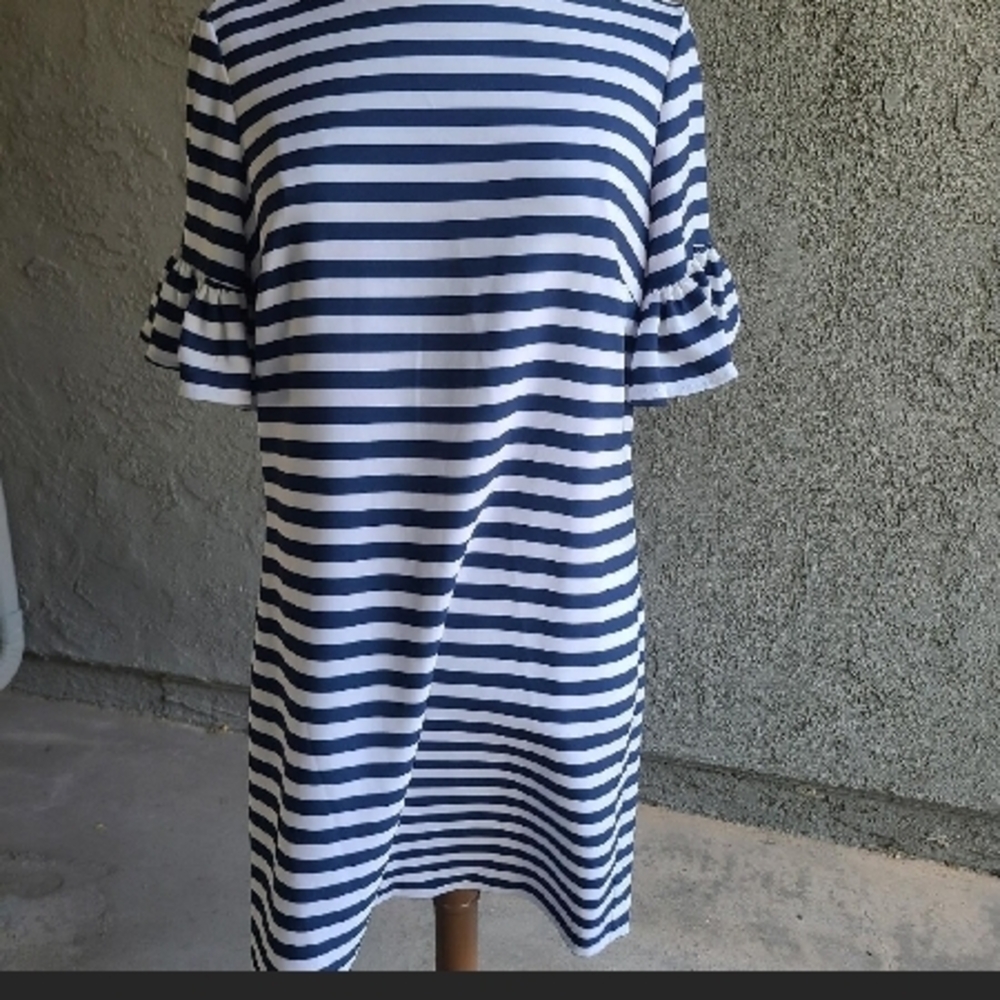 Navy and White Striped Dress